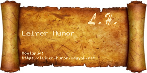 Leirer Hunor névjegykártya